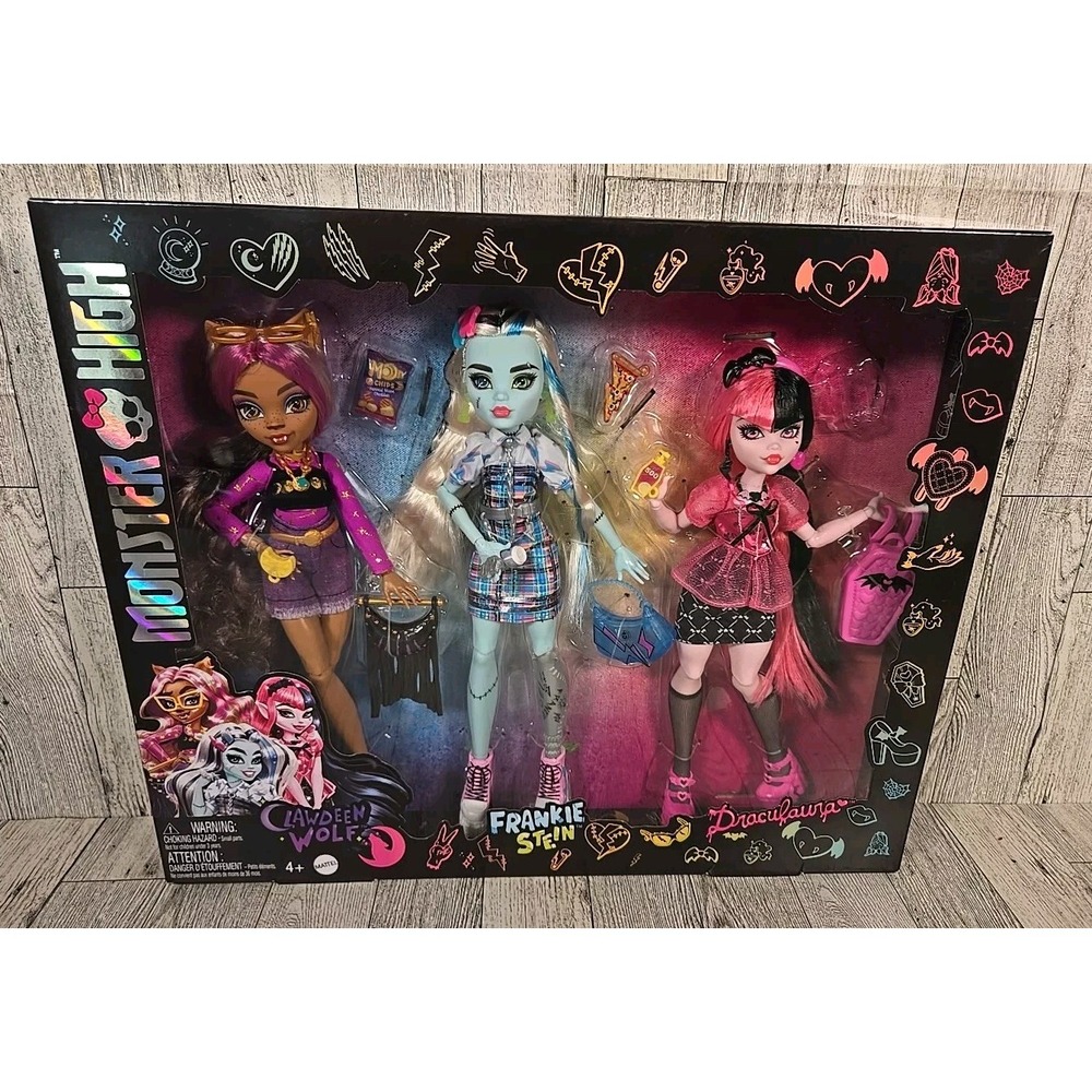 Monster High Clawdeen Frankie Draculaura Day Out Exclusive 3 Doll Gift Set NEW